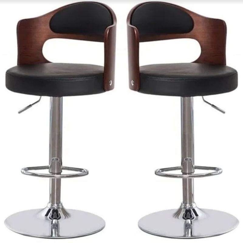 U BUY - Pack Sillas Bar Taburete Madera Ecocuero