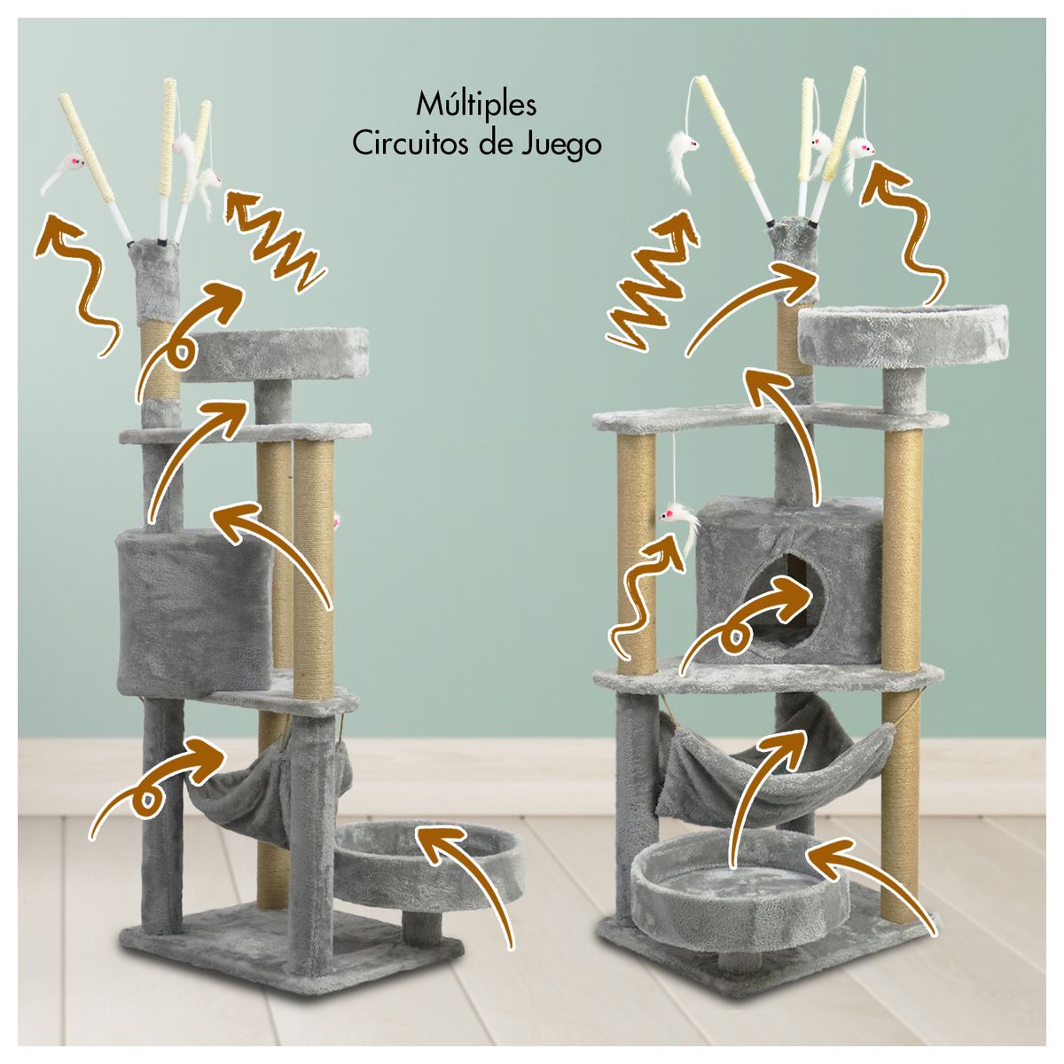 INSPIRACCI - Gimnasio Rascador Para Gatos Interact 140cm Gris