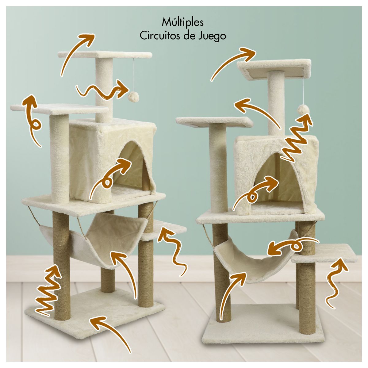 INSPIRACCI - Torre Rascador Para Gatos Casa-Hamaca 113cm Beige