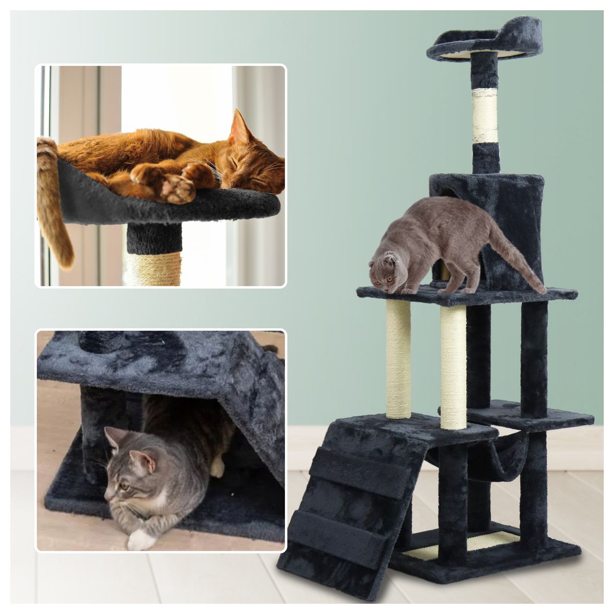 INSPIRACCI - Torre Rascador Gatos Con hamaca 145cm Gris Oscuro