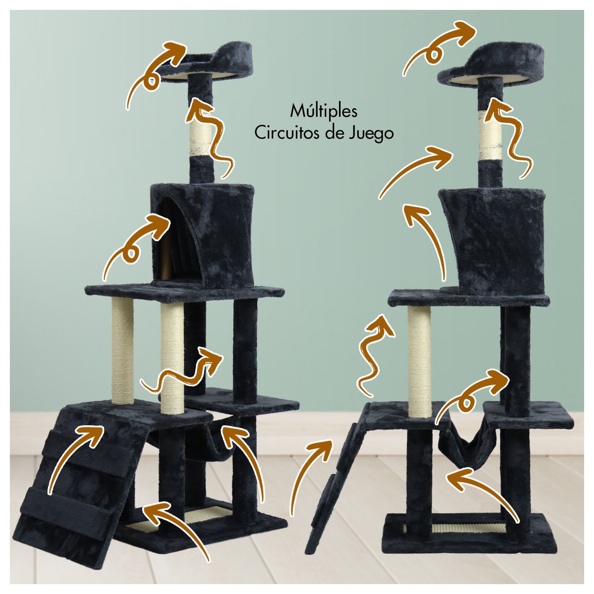 INSPIRACCI - Torre Rascador Gatos Con hamaca 145cm Gris Oscuro