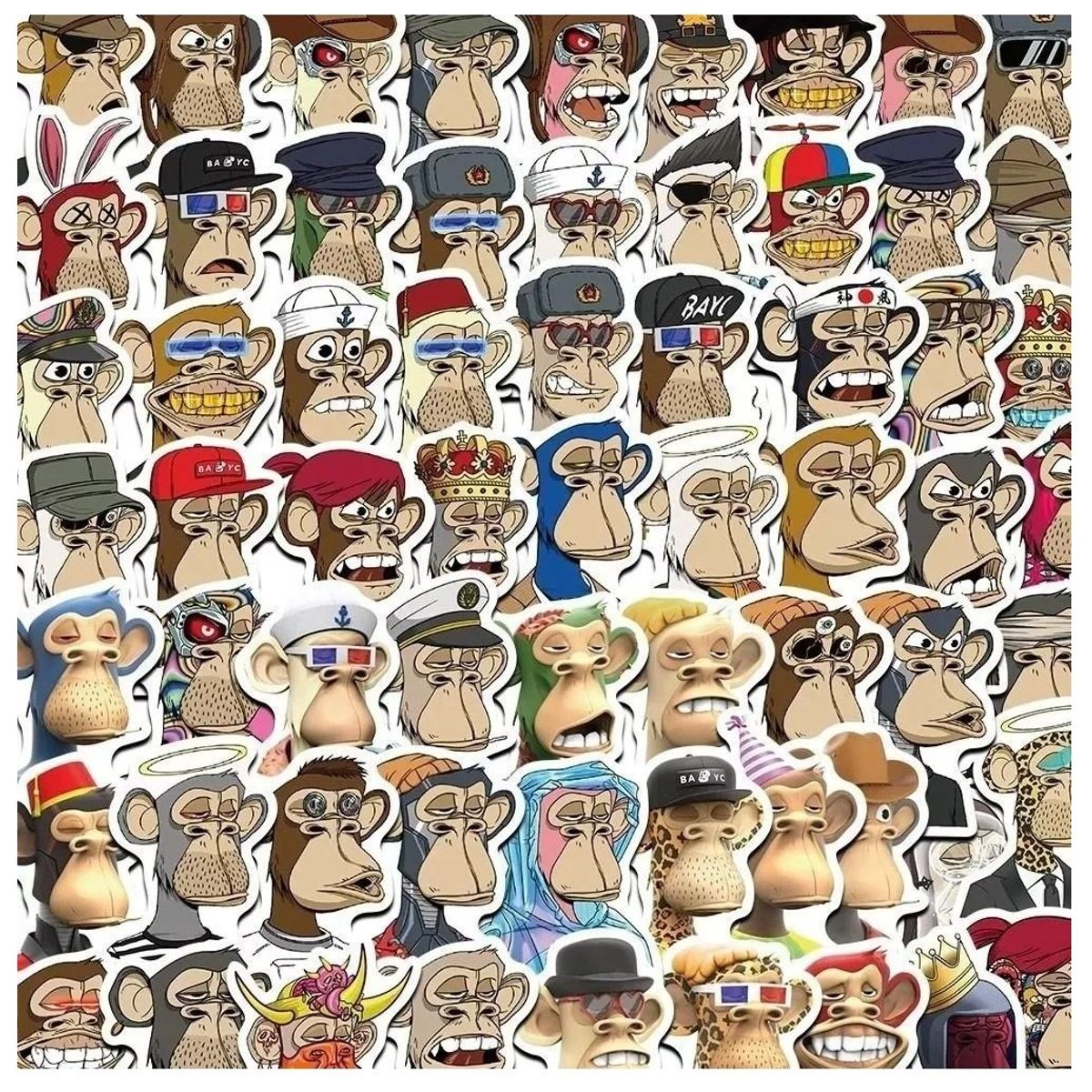 GARSIL - 50 Stickers Bored Ape - Etiquetas Autoadhesivas