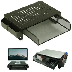 GENERICO - Base Soporte Metálico Monitor Pc Notebook Cajón Organizador