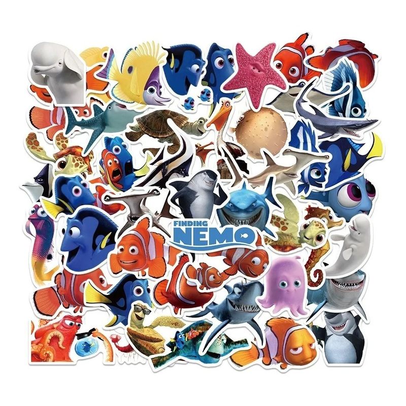 GARSIL - 50 Stickers Buscando a Nemo - Etiquetas Autoadhesivas