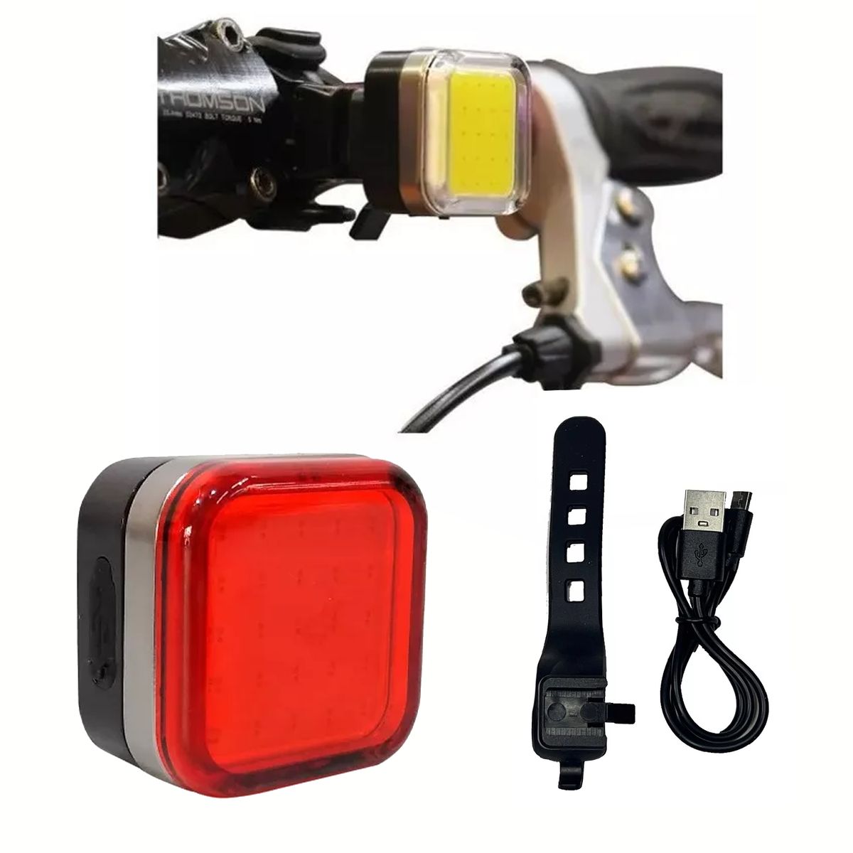 GENERICO - Pack Luces Led Trasera + Delantera Bici Recargable Usb 120lm