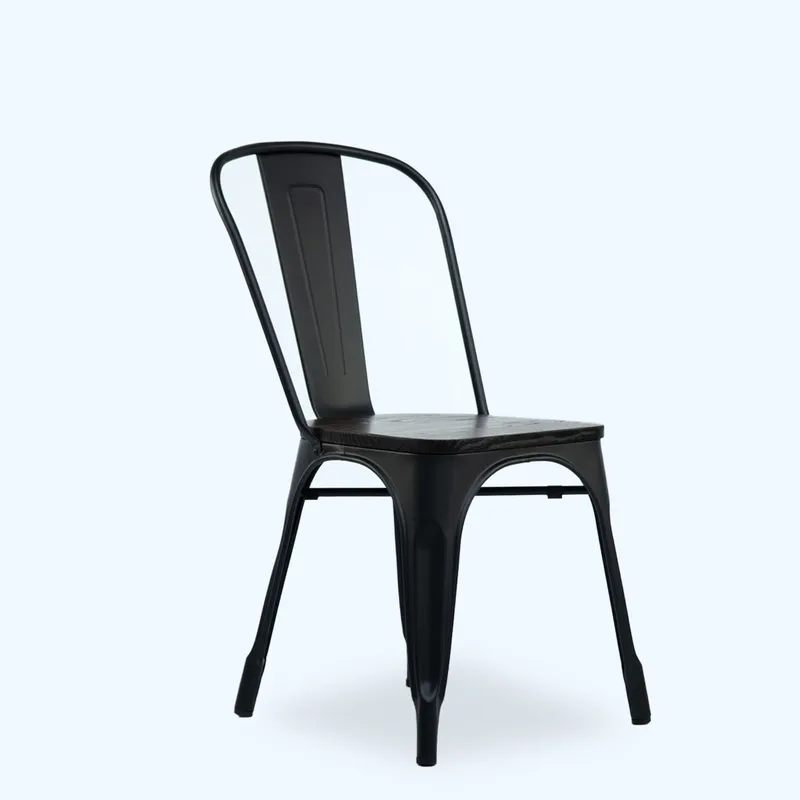 NECTAR - Silla Tolix Negra Con Asiento De Madera