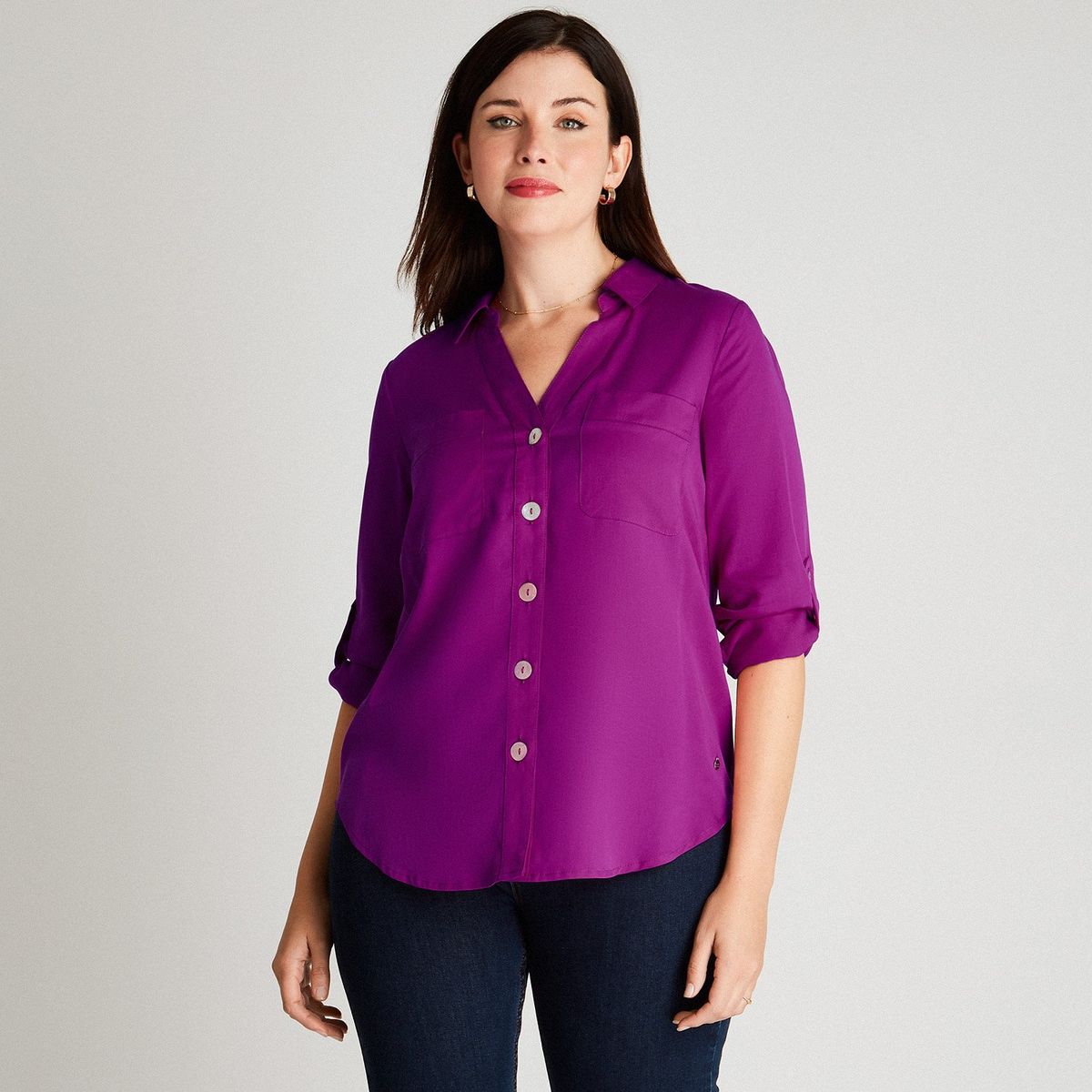 LORENZO DI PONTTI - Blusa Morada Cuello Camisero LORENZO DI PONTTI