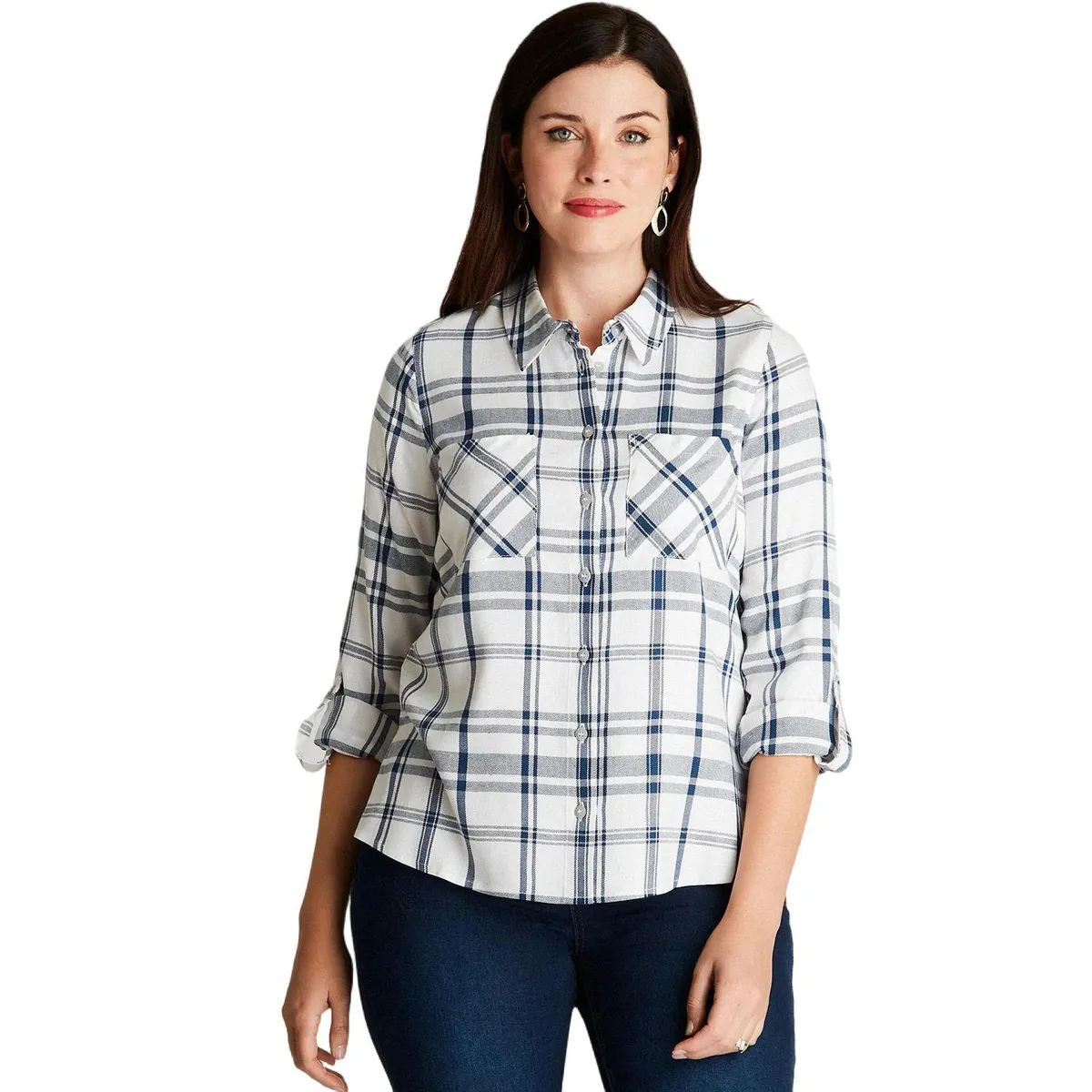 CURVI - Blusa Índigo Cuello Camisero