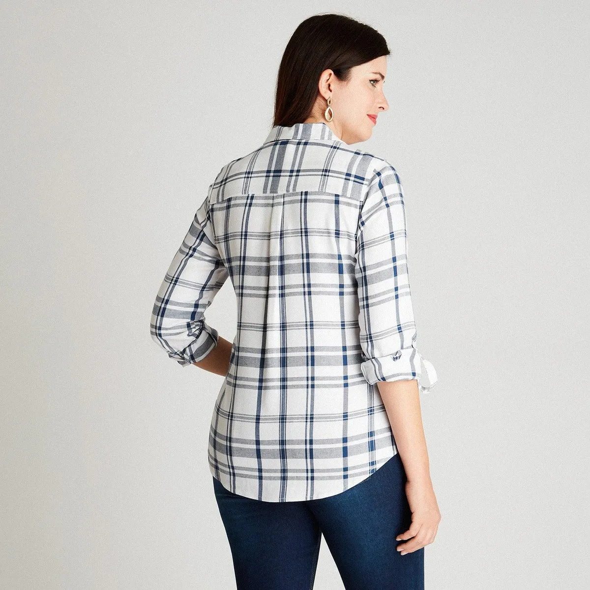 CURVI - Blusa Índigo Cuello Camisero