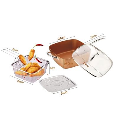 Imagen 2 del producto Sarten De Cobre Multiuso Antiadherente Cesta Freir Ceramica