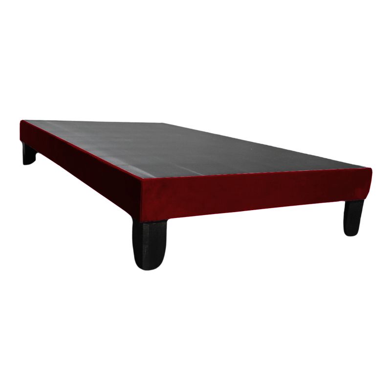 GENERICO - Base De Cama Europea 1 Plaza Bordó En Lino Y Madera De Pino