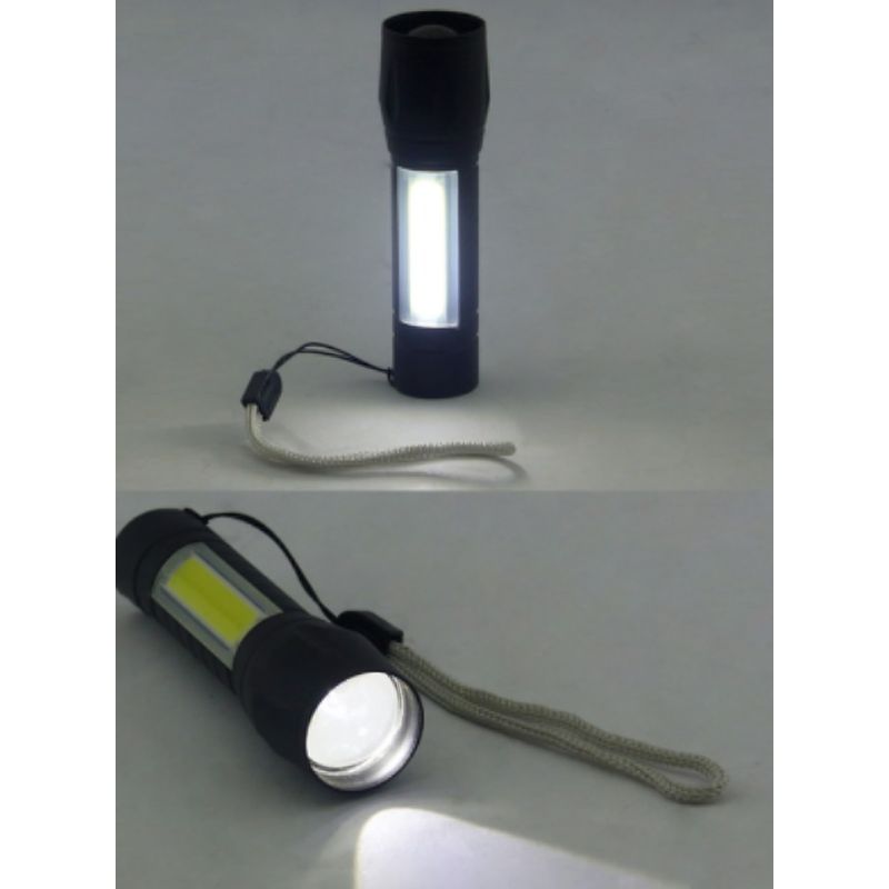 OEM - SET X 2 LINTERNA 1 LED+1 LED COB MINI TACTICA METAL