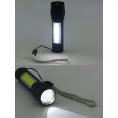 OEM - SET X 2 LINTERNA 1 LED+1 LED COB MINI TACTICA METAL