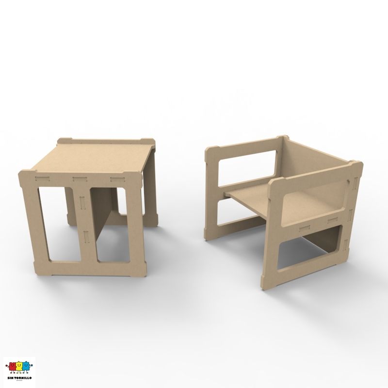 GENERICO - Escritorio Y Silla Niño 2 En 1 Montessori