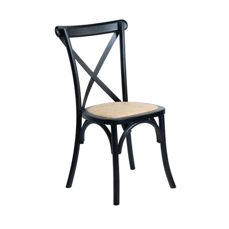 NECTAR - Silla Cruceta CROSSBACK madera de haya y rattan negra 50x50x91cm