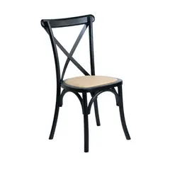 NECTAR - Silla Cruceta CROSSBACK madera de haya y rattan negra 50x50x91cm