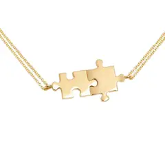 MABELITA - Collar De Plata Con Baño De Oro Doble Puzzles Hermanas