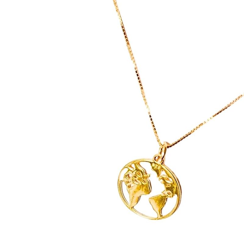 MABELITA - Collar De Plata Con Baño De Oro Mapamundi