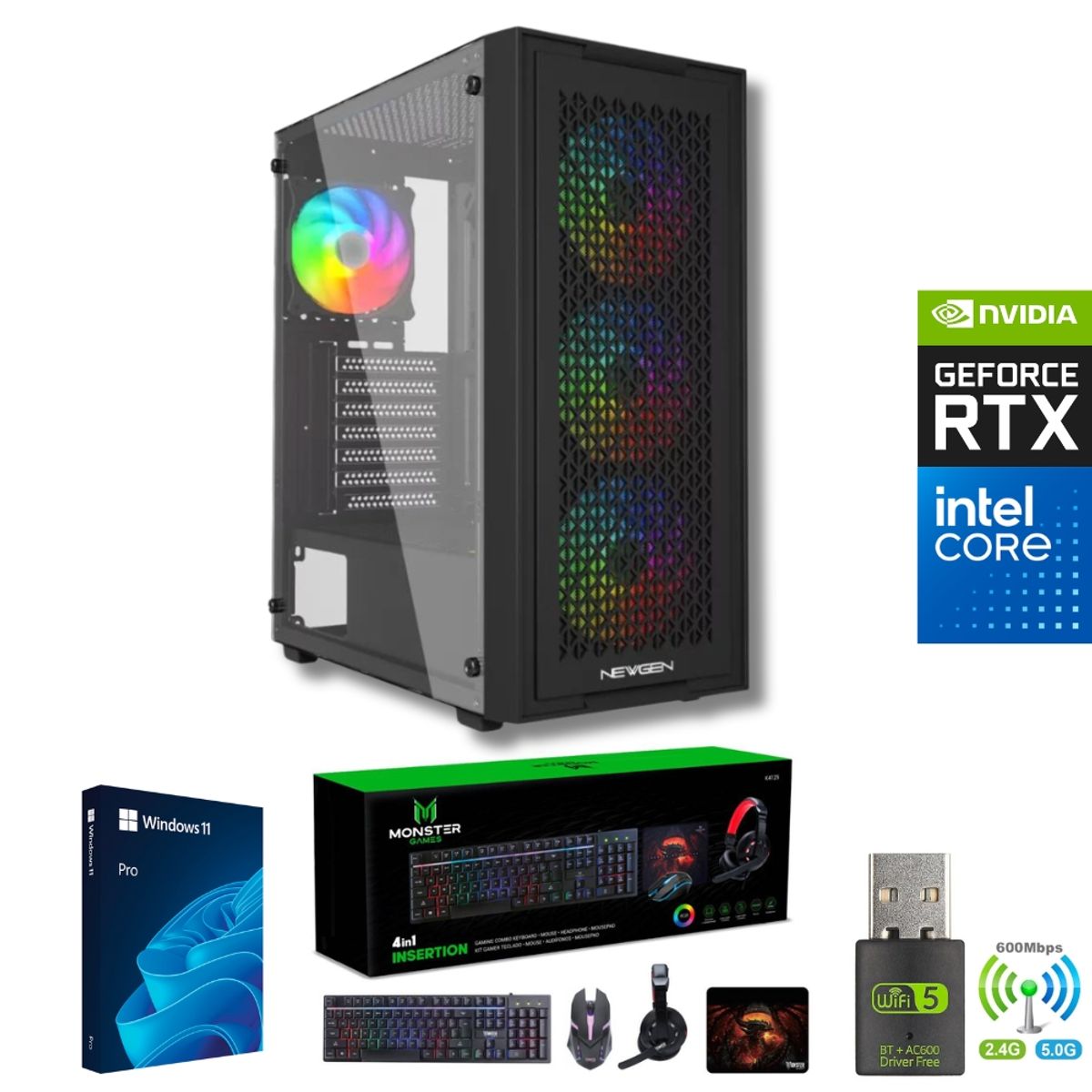 AMD CORP - Pc Gamer Intel Core i5-12400F - 16GB RAM - RTX 5060 - 1TB - Wifi - TNM01