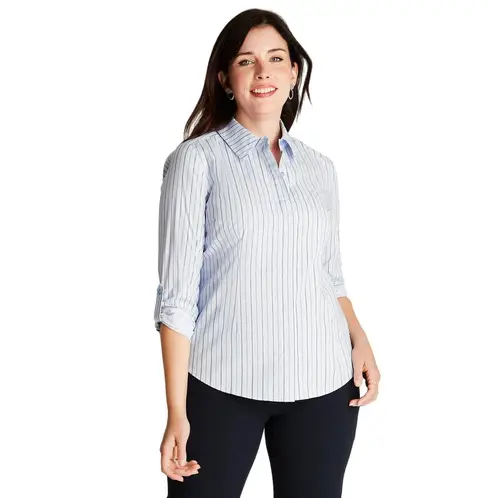 LORENZO DI PONTTI - Blusa Celeste Cuello Camisero