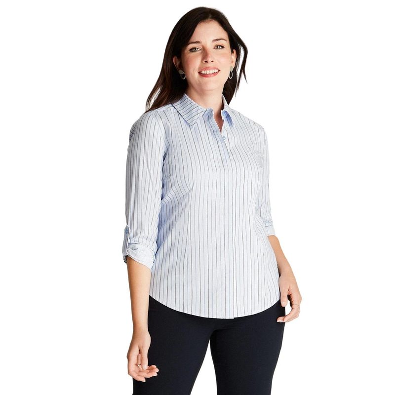 LORENZO DI PONTTI - Blusa Celeste Cuello Camisero