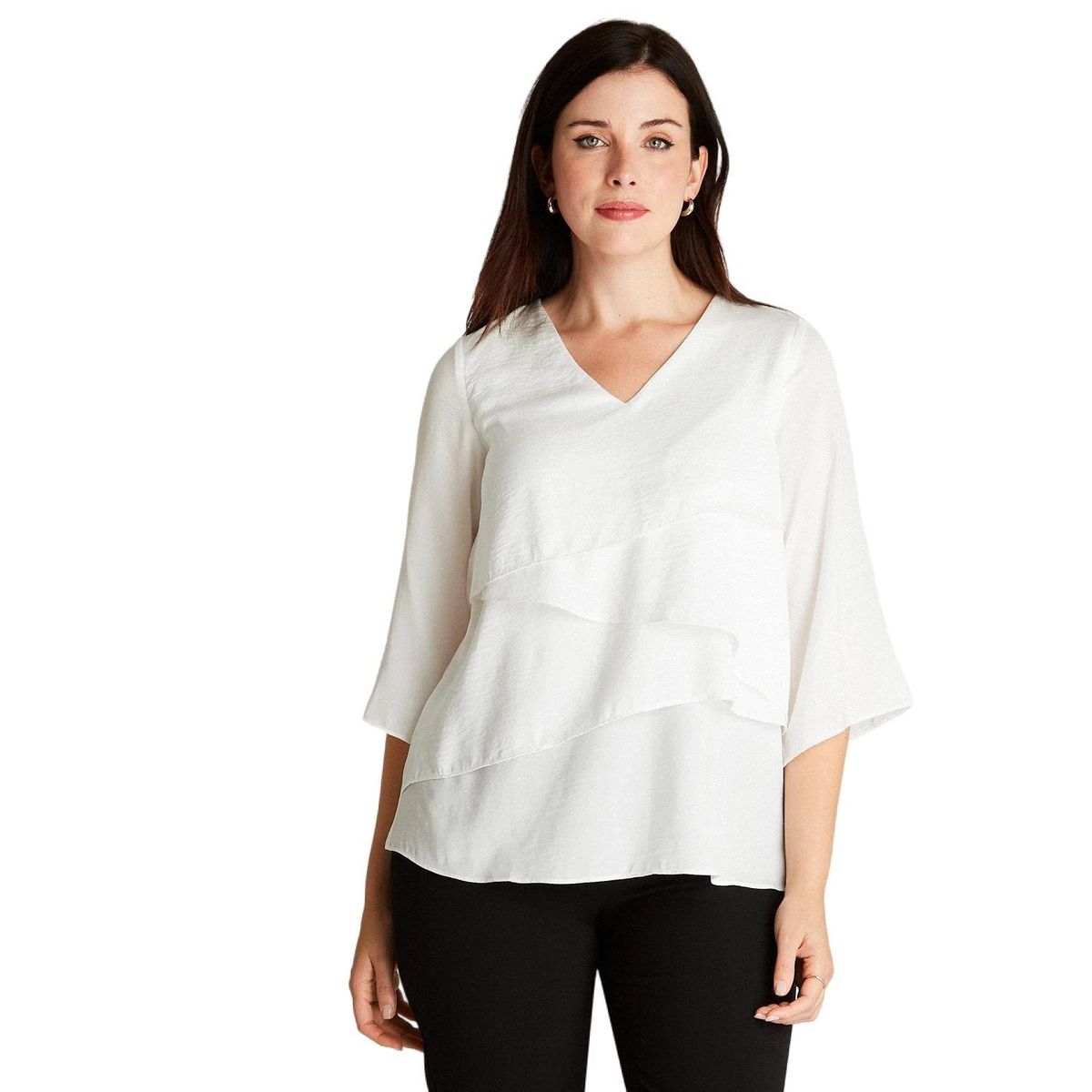LORENZO DI PONTTI - Blusa Blanca Manga 3,4