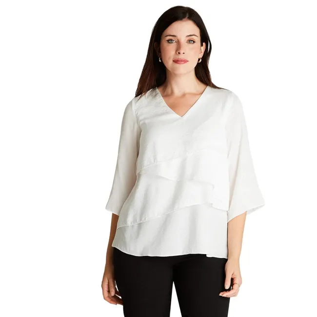 LORENZO DI PONTTI - Blusa Blanca Manga 3,4