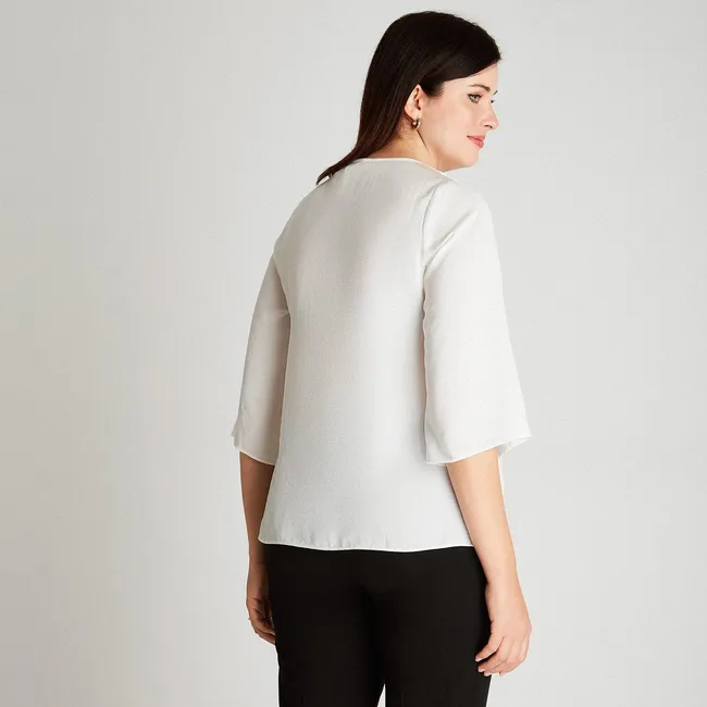 LORENZO DI PONTTI - Blusa Blanca Manga 3,4