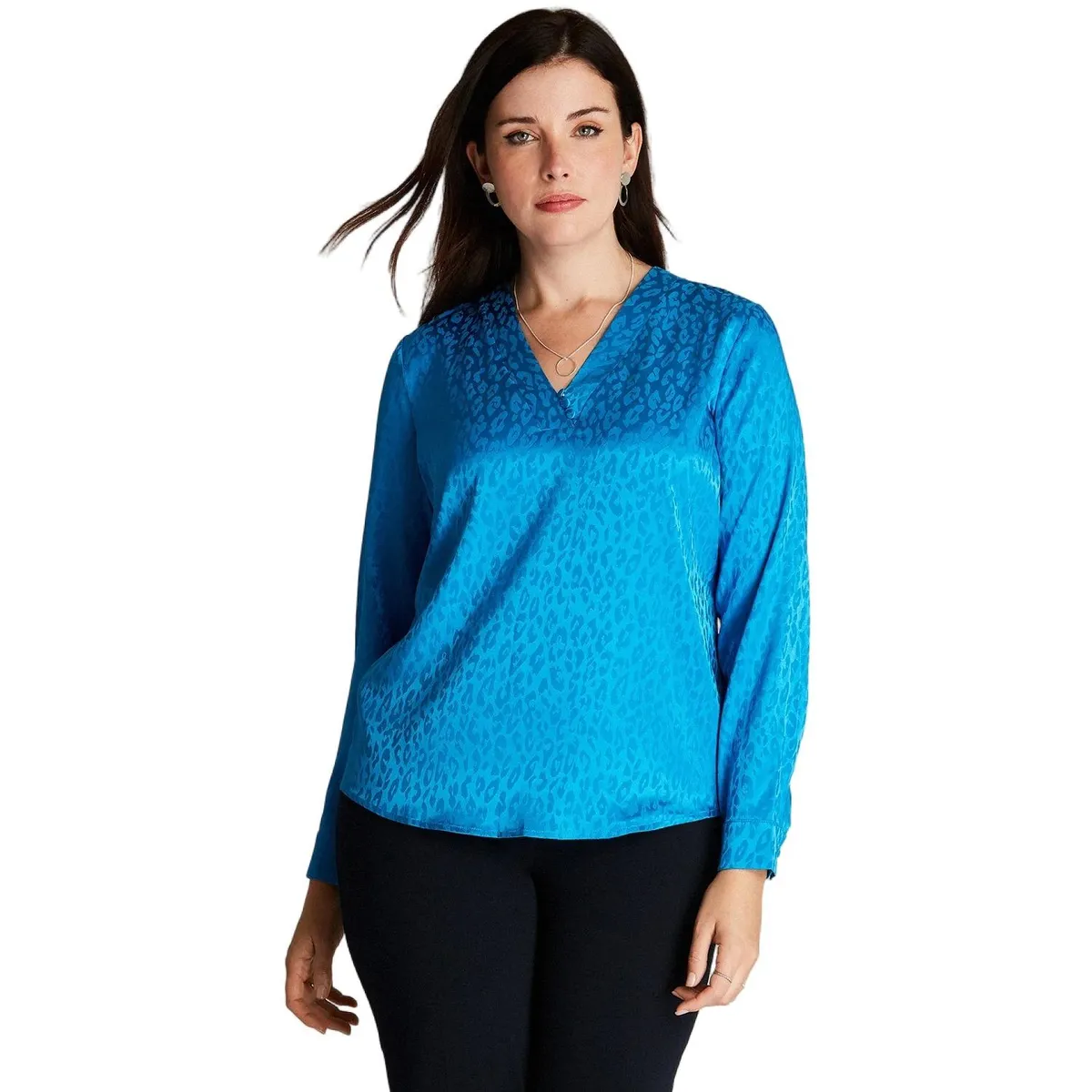 LORENZO DI PONTTI - Blusa Celeste Cuello V