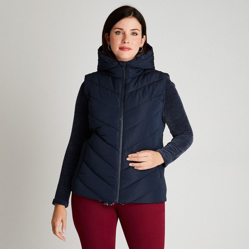 CURVI - Parka Azul Sin Manga Con Gorro CURVI