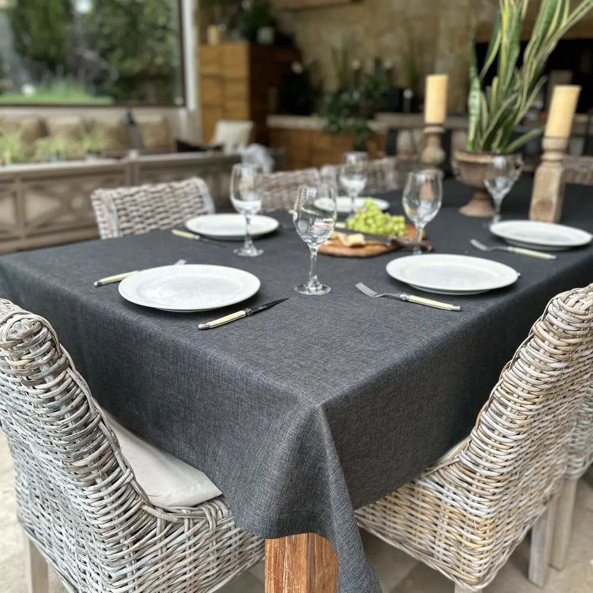 CASA CECILIA - Mantel Rústico Gris Oscuro 180x280 Casa Cecilia
