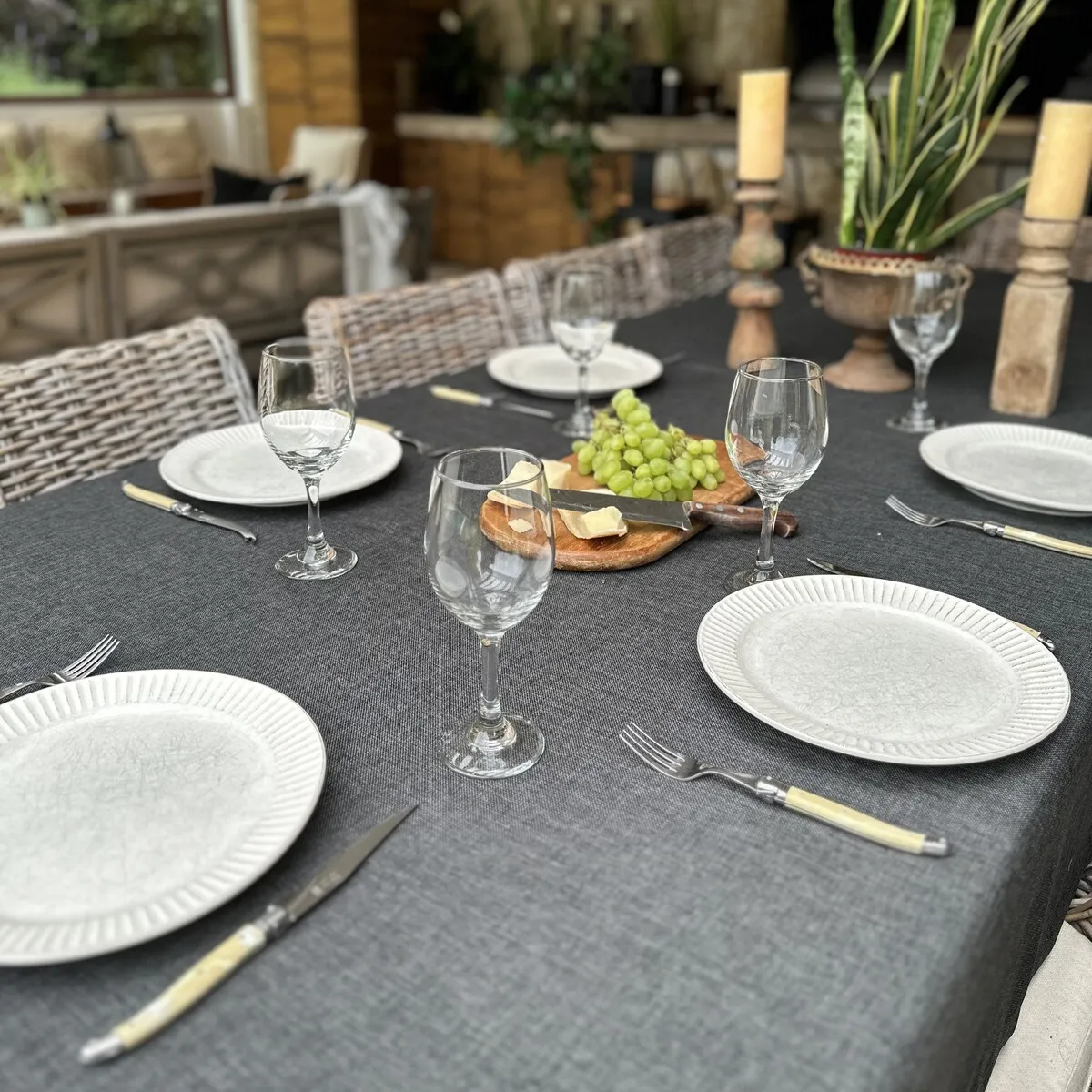 CASA CECILIA - Mantel Rústico Gris Oscuro 180x280 Casa Cecilia