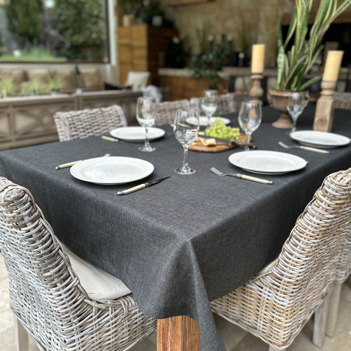 CASA CECILIA - Mantel Rústico Gris Oscuro 180x250 Casa Cecilia