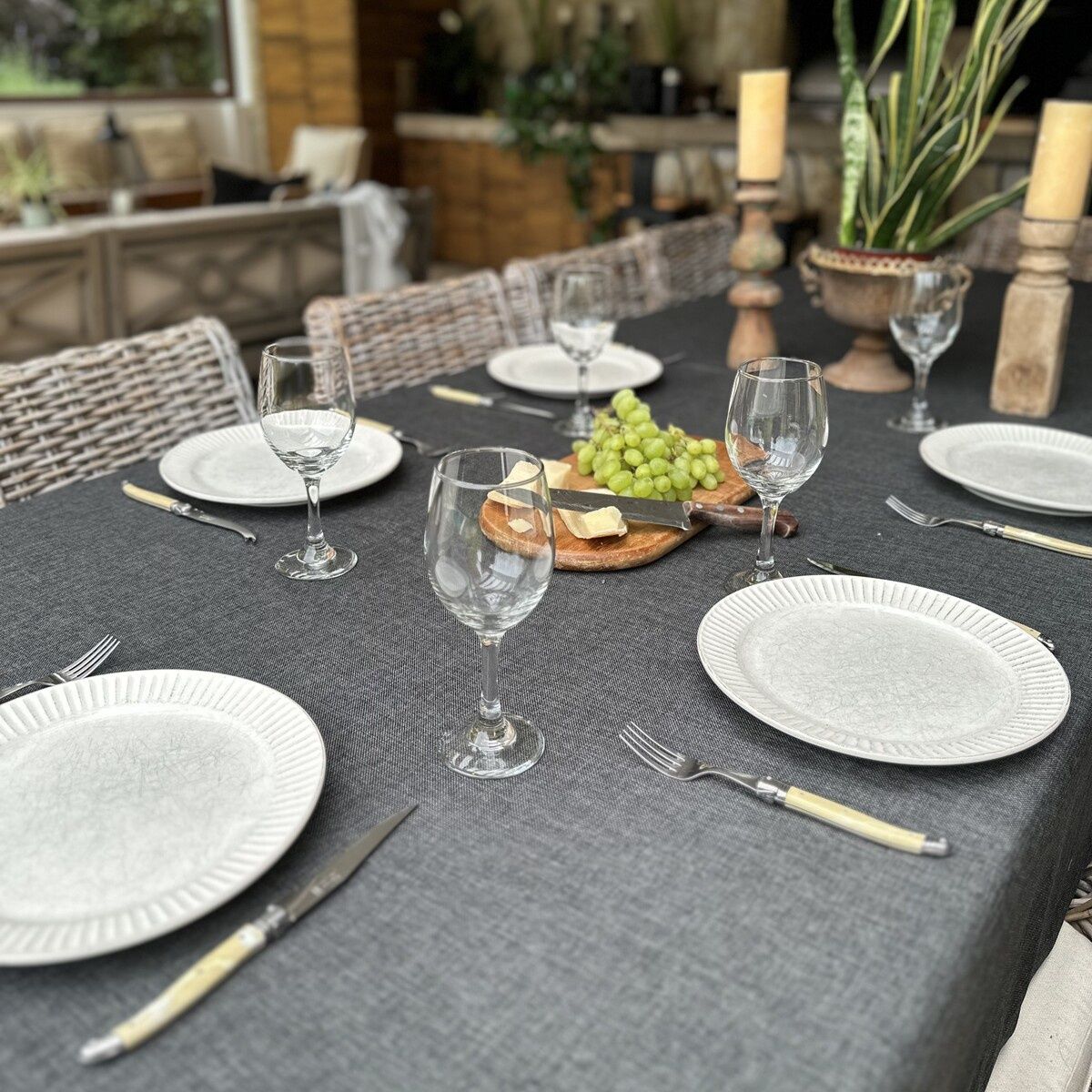 CASA CECILIA - Mantel Rústico Gris Oscuro 180x250 Casa Cecilia