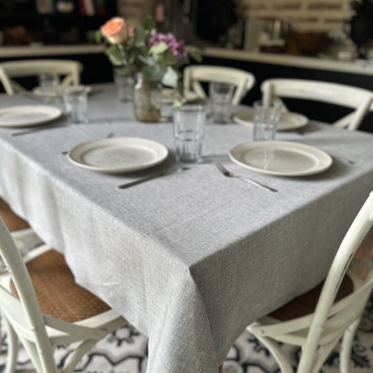 CASA CECILIA - Mantel Rústico Gris Claro 180x250 Casa Cecilia