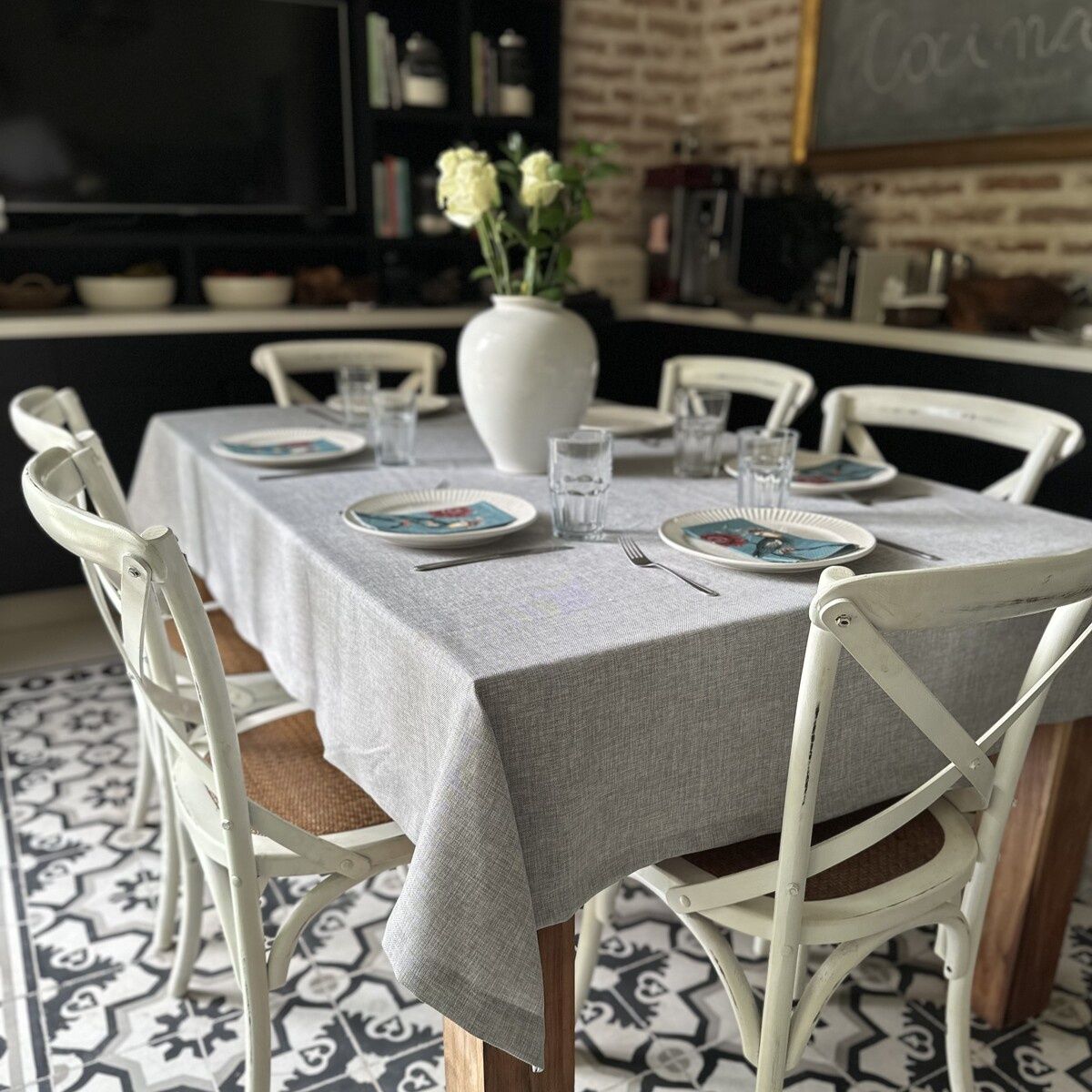 CASA CECILIA - Mantel Rústico Gris Claro 180x320 Casa Cecilia