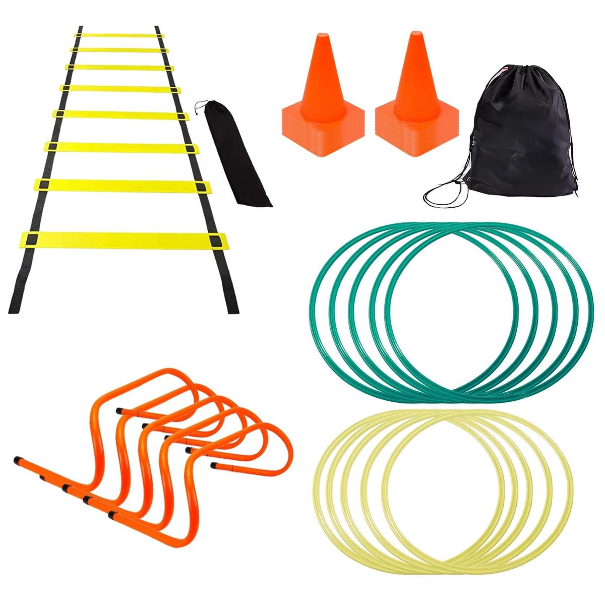 AUCKLAND OUTDOOR - Set Entrenamiento Deportivo Coordinacion Footwork. 37 Piezas