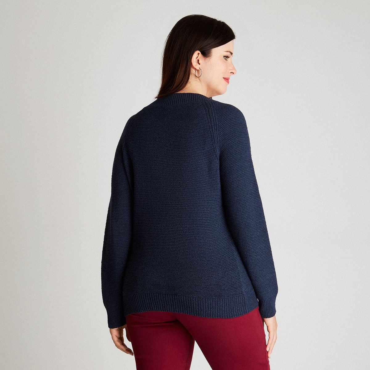 CURVI - Sweater Azul Manga Larga Cuello V CURVI