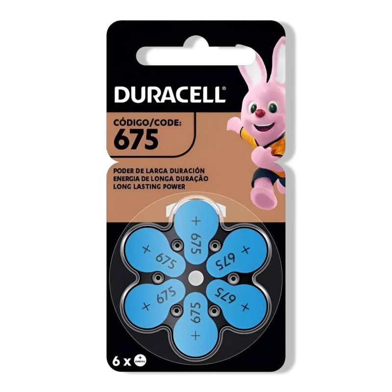 DURACELL - Pila Duracell 675 Auditiva Pack de 6U - 1.45V Larga duración - Plateado