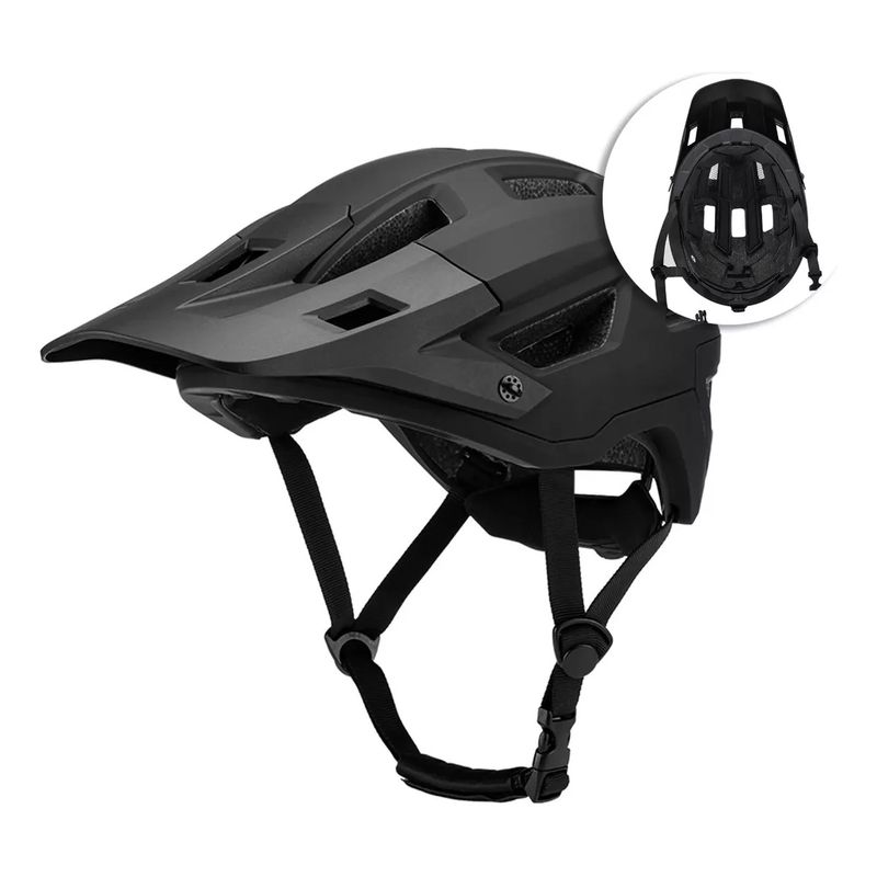 GENERICO - Casco Adulto Mtb Con Visera Desmontable Ciclismo Negro