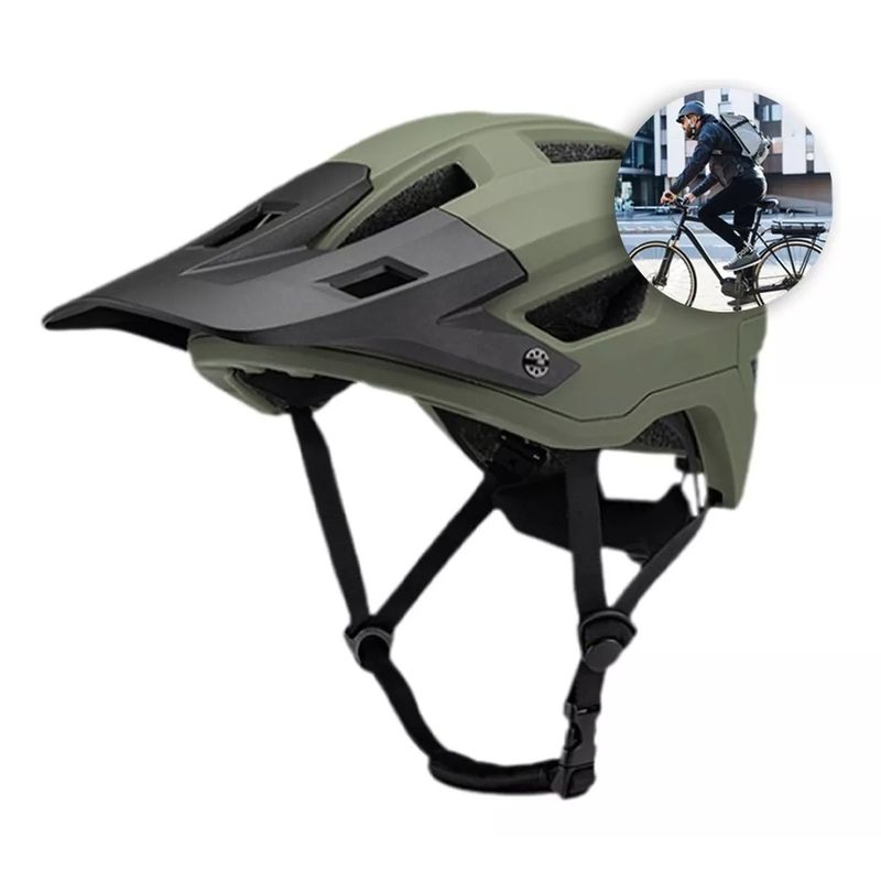 GENERICO - Casco Adulto Mtb Con Visera Desmontable Ciclismo Verde