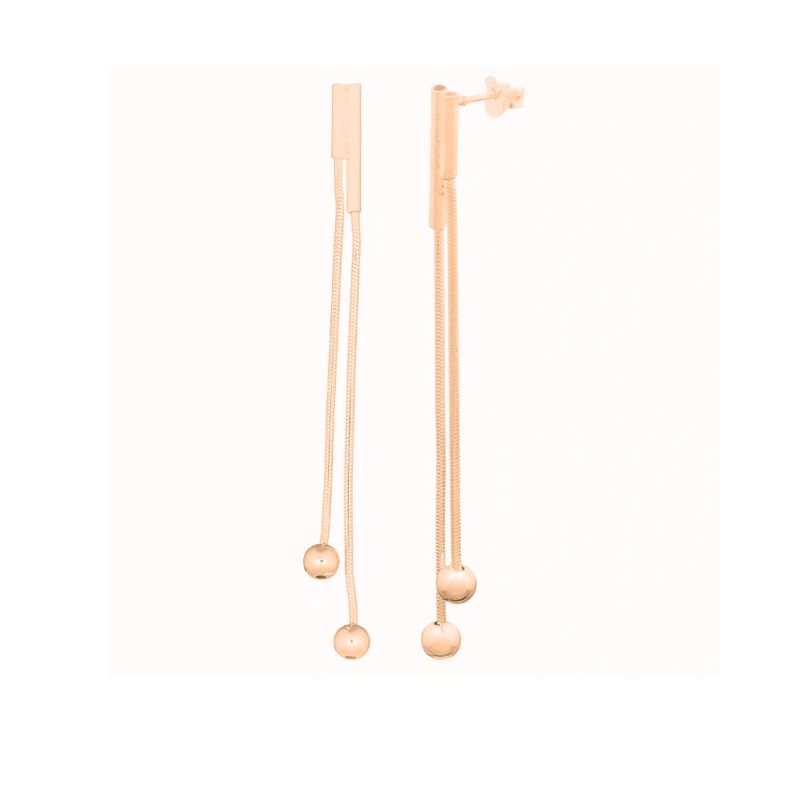 MABELITA - Aros De Plata Con Baño de Oro Largo con Puntos