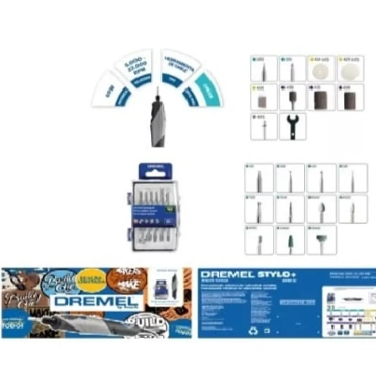DREMEL - Kit Caja Dremel Stylo + 11 Acc. + Kit Multipropósito 11 Pza.