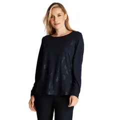 LORENZO DI PONTTI - Polera Camant Azul Manga Larga Cuello Redondo