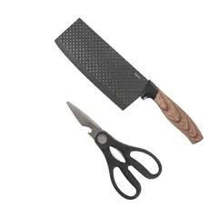 OSTER - Set Tijera y Cuchillo Carnicero Gunderson 17 Cm Negro