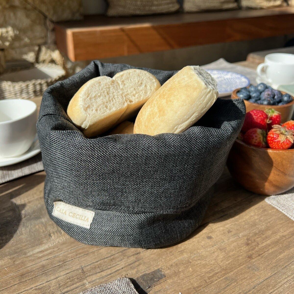 CASA CECILIA - Canasto Tela Gris Oscuro Casa Cecilia