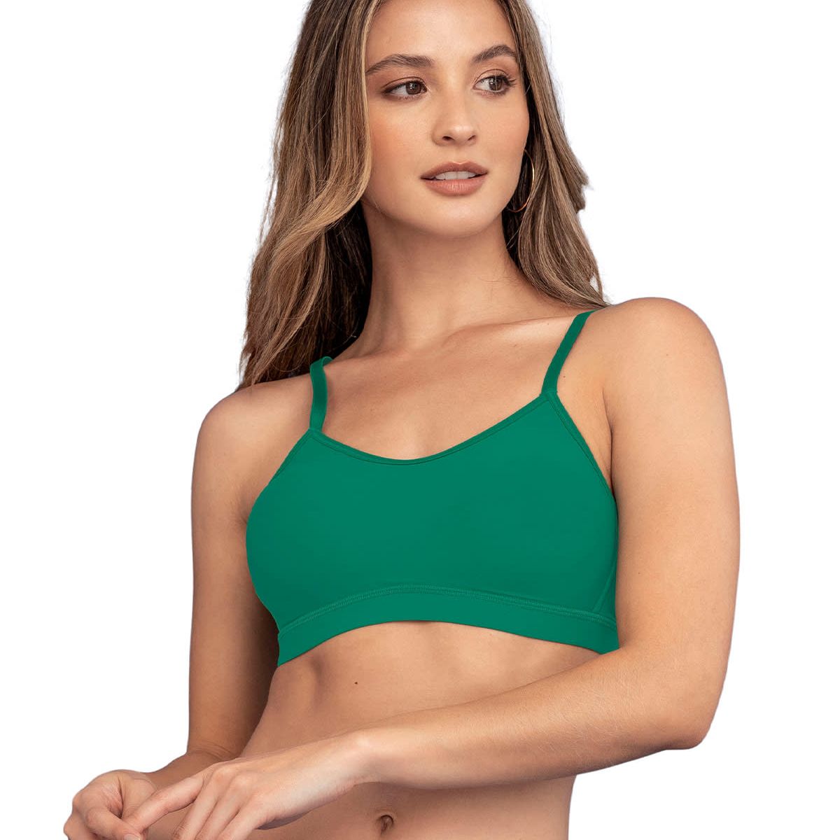 LEONISA - Sostén sin arco con buen cubrimiento en escote Invisible Brastop 091080 Verde Oscuro