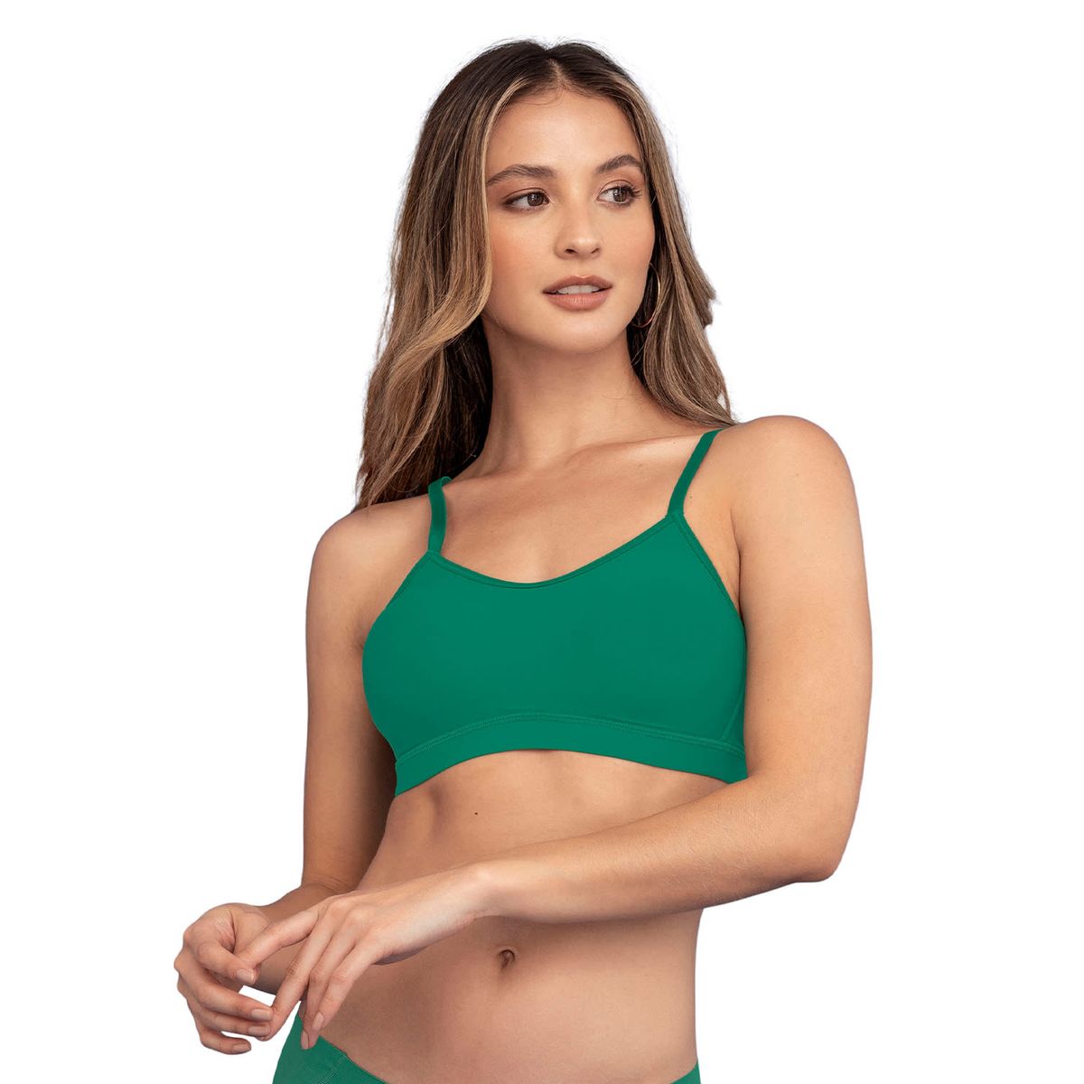 LEONISA - Sostén sin arco con buen cubrimiento en escote Invisible Brastop 091080 Verde Oscuro