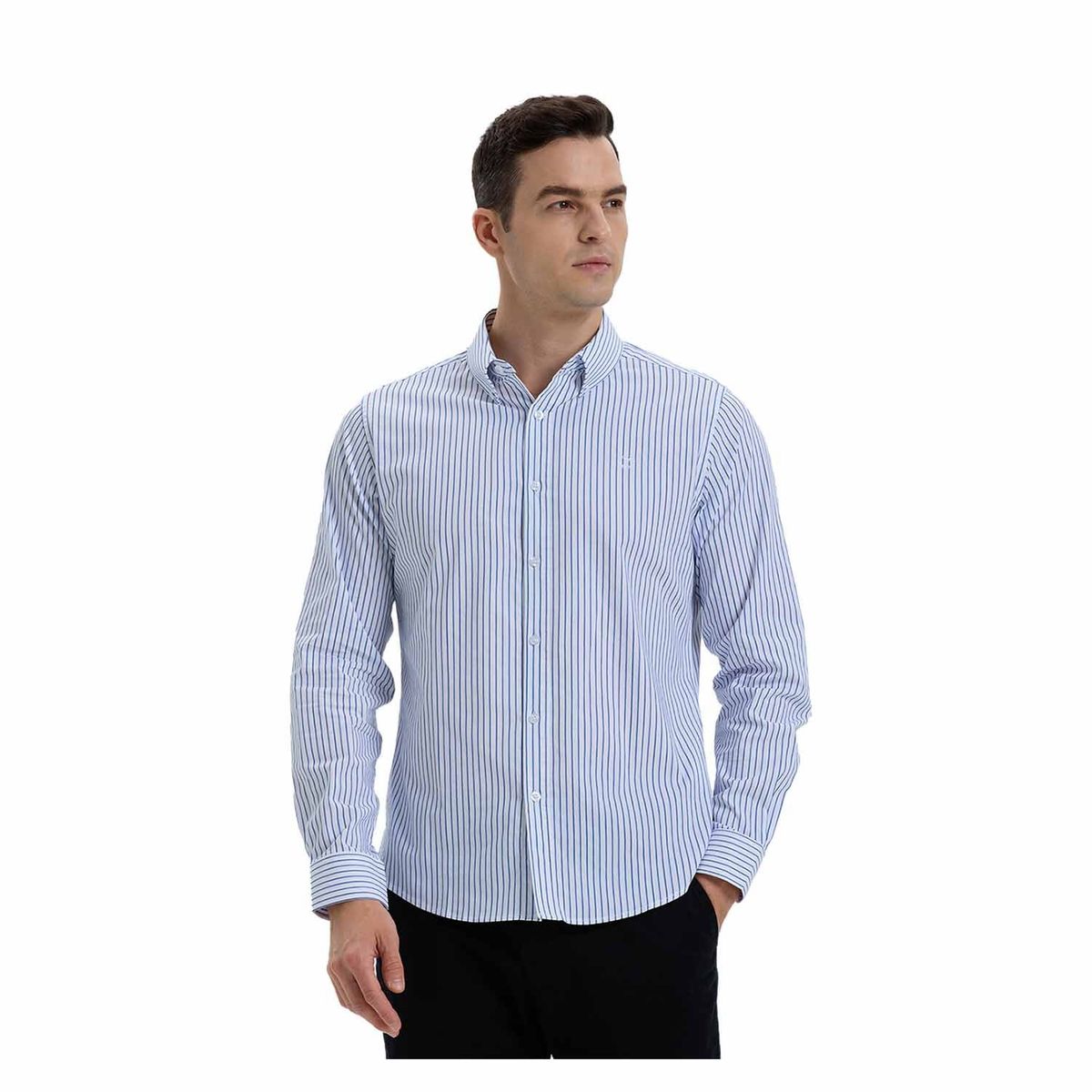 FASHION'S PARK - Camisa Hombre Slim Fit Rayas Blanco Fashion's Park