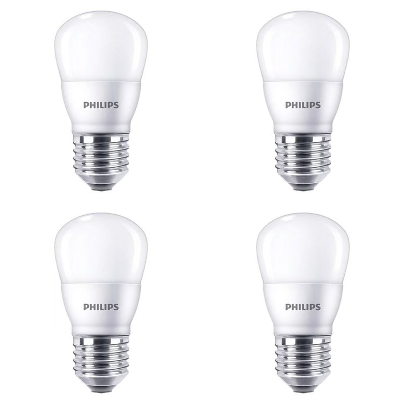 PHILIPS - Set 4 Ampolletas Pequeñas Philips Led P45 4W E27 Luz Frio 350 Lm